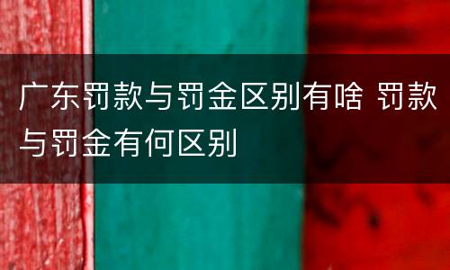 广东罚款与罚金区别有啥 罚款与罚金有何区别