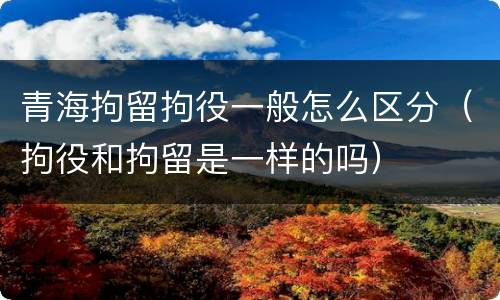 青海拘留拘役一般怎么区分（拘役和拘留是一样的吗）