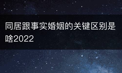 同居跟事实婚姻的关键区别是啥2022