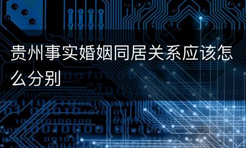 贵州事实婚姻同居关系应该怎么分别