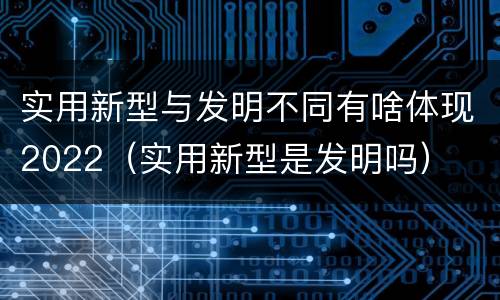 实用新型与发明不同有啥体现2022（实用新型是发明吗）