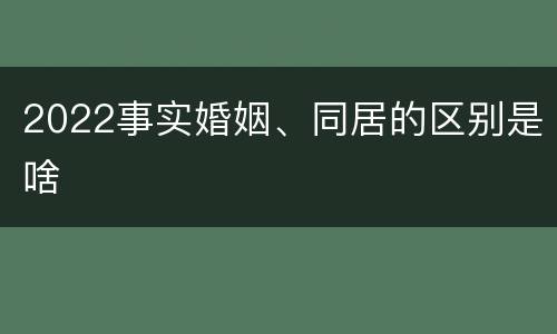 2022事实婚姻、同居的区别是啥