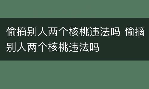 偷摘别人两个核桃违法吗 偷摘别人两个核桃违法吗