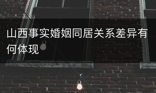 山西事实婚姻同居关系差异有何体现