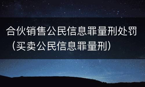 合伙销售公民信息罪量刑处罚（买卖公民信息罪量刑）