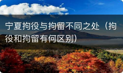 宁夏拘役与拘留不同之处（拘役和拘留有何区别）