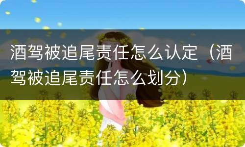 酒驾被追尾责任怎么认定（酒驾被追尾责任怎么划分）