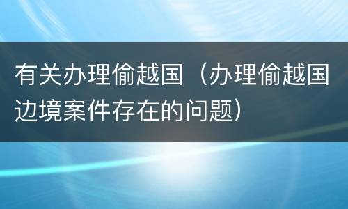 有关办理偷越国（办理偷越国边境案件存在的问题）