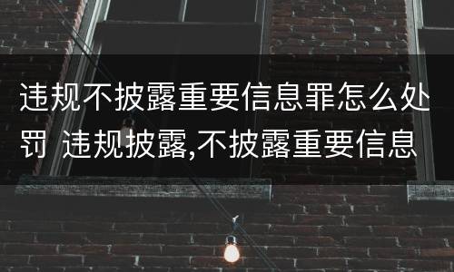 违规不披露重要信息罪怎么处罚 违规披露,不披露重要信息罪的立案标准