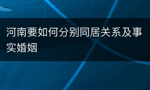 河南要如何分别同居关系及事实婚姻