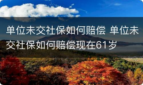 单位未交社保如何赔偿 单位未交社保如何赔偿现在61岁