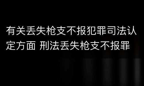 有关丢失枪支不报犯罪司法认定方面 刑法丢失枪支不报罪