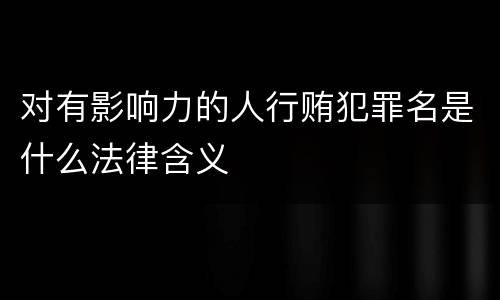 对有影响力的人行贿犯罪名是什么法律含义