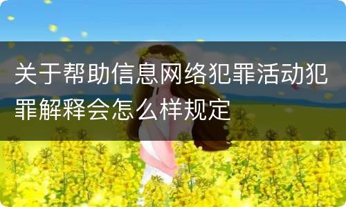 关于帮助信息网络犯罪活动犯罪解释会怎么样规定