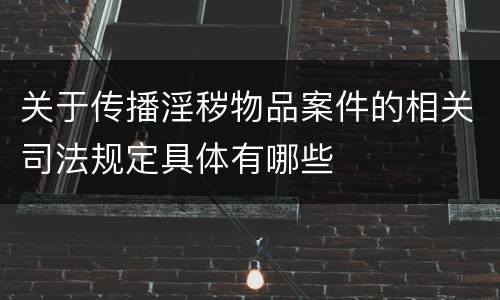 关于传播淫秽物品案件的相关司法规定具体有哪些