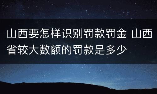 山西要怎样识别罚款罚金 山西省较大数额的罚款是多少