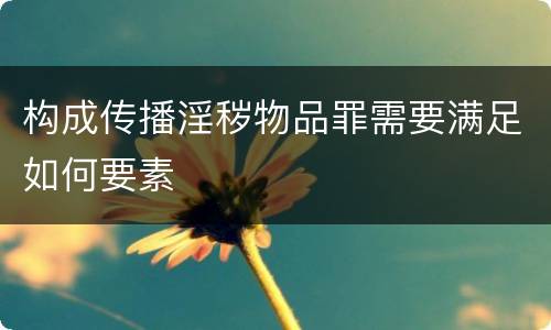 构成传播淫秽物品罪需要满足如何要素