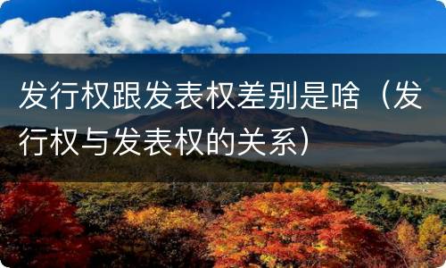 发行权跟发表权差别是啥（发行权与发表权的关系）