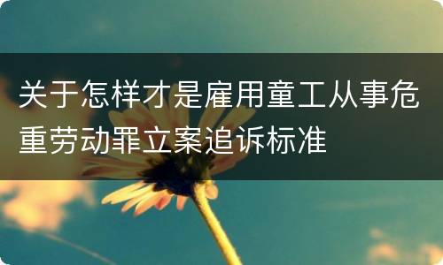 关于怎样才是雇用童工从事危重劳动罪立案追诉标准