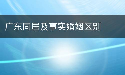 广东同居及事实婚姻区别