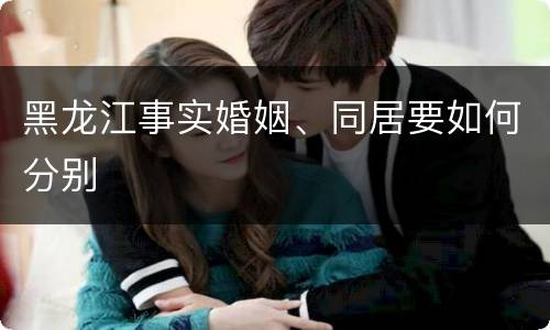 黑龙江事实婚姻、同居要如何分别