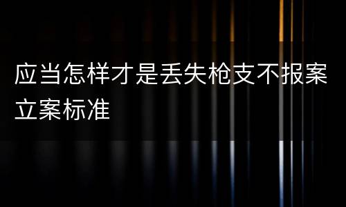 应当怎样才是丢失枪支不报案立案标准