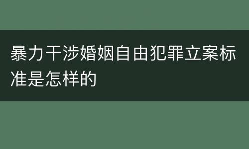 暴力干涉婚姻自由犯罪立案标准是怎样的