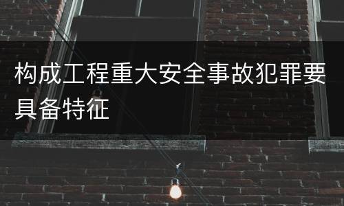 构成工程重大安全事故犯罪要具备特征