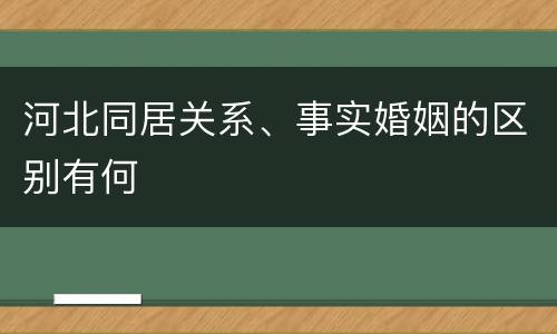 河北同居关系、事实婚姻的区别有何