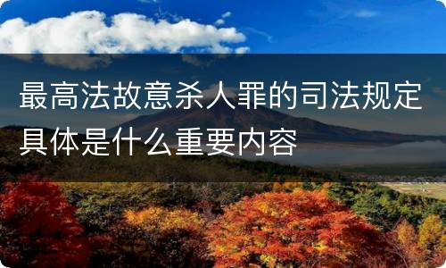 最高法故意杀人罪的司法规定具体是什么重要内容