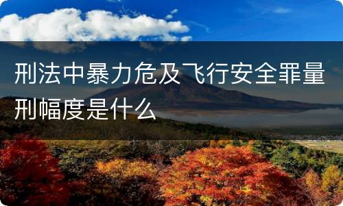 刑法中暴力危及飞行安全罪量刑幅度是什么