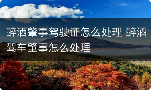 醉洒肇事驾驶证怎么处理 醉酒驾车肇事怎么处理