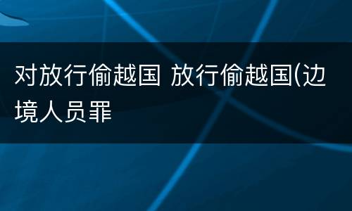 对放行偷越国 放行偷越国(边境人员罪