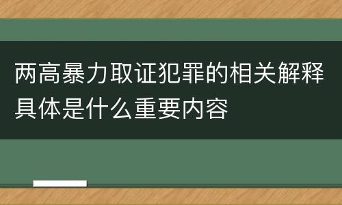两高暴力取证犯罪的相关解释具体是什么重要内容