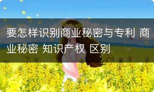 要怎样识别商业秘密与专利 商业秘密 知识产权 区别
