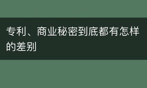 专利、商业秘密到底都有怎样的差别