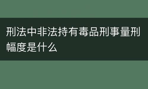 刑法中非法持有毒品刑事量刑幅度是什么