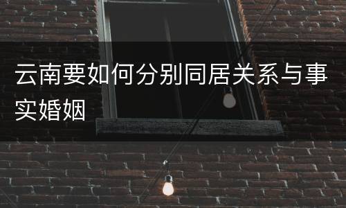 云南要如何分别同居关系与事实婚姻