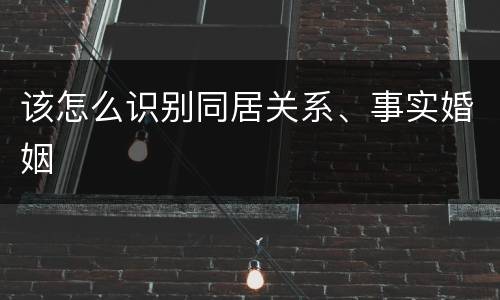 该怎么识别同居关系、事实婚姻