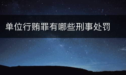 单位行贿罪有哪些刑事处罚
