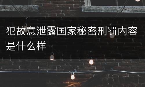 犯故意泄露国家秘密刑罚内容是什么样