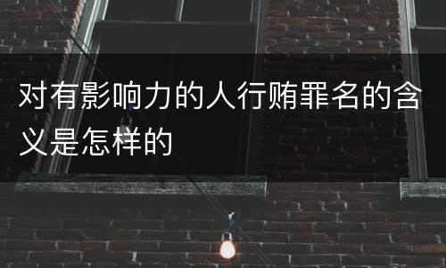 对有影响力的人行贿罪名的含义是怎样的