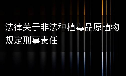 法律关于非法种植毒品原植物规定刑事责任