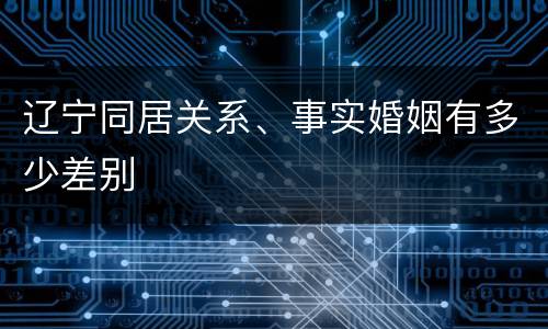 辽宁同居关系、事实婚姻有多少差别