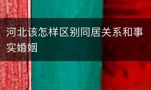 河北该怎样区别同居关系和事实婚姻