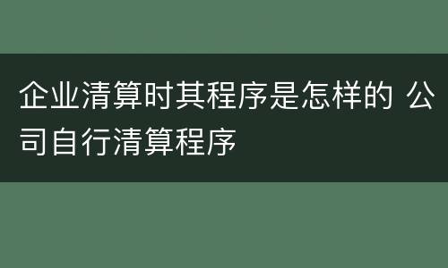 企业清算时其程序是怎样的 公司自行清算程序