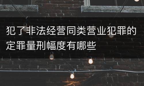 犯了非法经营同类营业犯罪的定罪量刑幅度有哪些