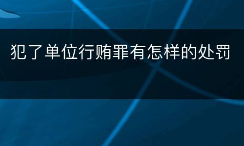 犯了单位行贿罪有怎样的处罚