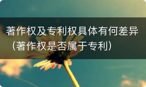 著作权及专利权具体有何差异（著作权是否属于专利）