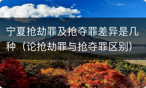 宁夏抢劫罪及抢夺罪差异是几种（论抢劫罪与抢夺罪区别）